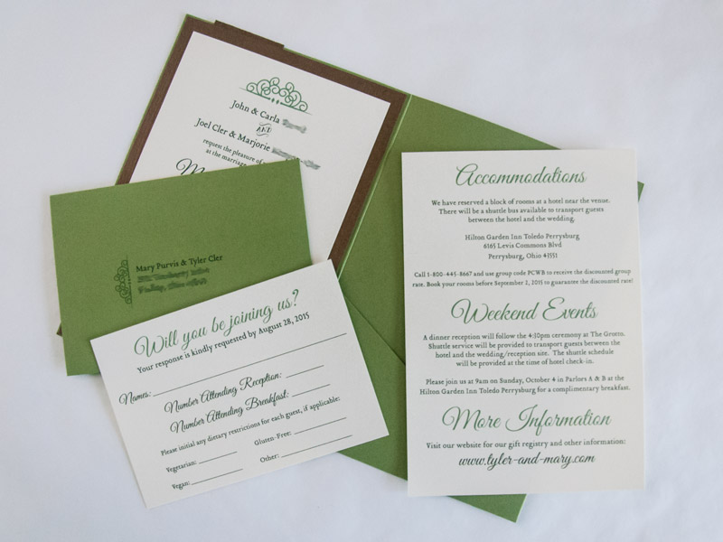 Copper & Green Autumn Wedding Invitation - Inserts