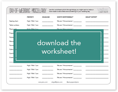 Download the day-of-wedding planning worksheet