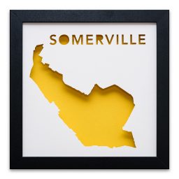 a framed poster with the shape of somervillee