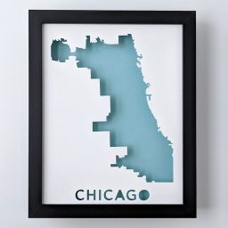 Framed map of Chicago, IL