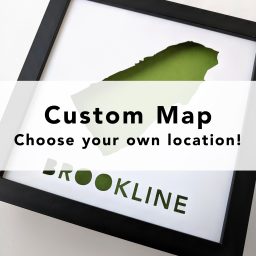 a black frame with a green map on it