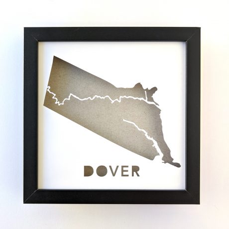 a black frame with a map of the state of over