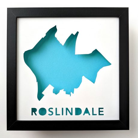 Framed map art of Roslindale, MA