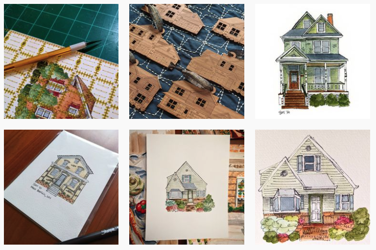 Watercolor paintings and laser cut wood ornaments by East Grove Company